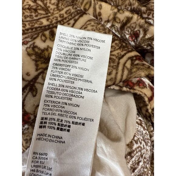 Free People Sweet Escape Boho Paisley Floral Printed Velvet Trench Duster Large - Picture 13 of 14